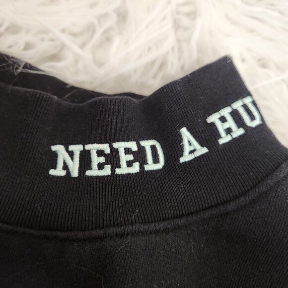 Teddy Fresh Sweatshirt Unisex M Need A Hug Color Block Mock Neck Black Pink - Picture 15 of 16